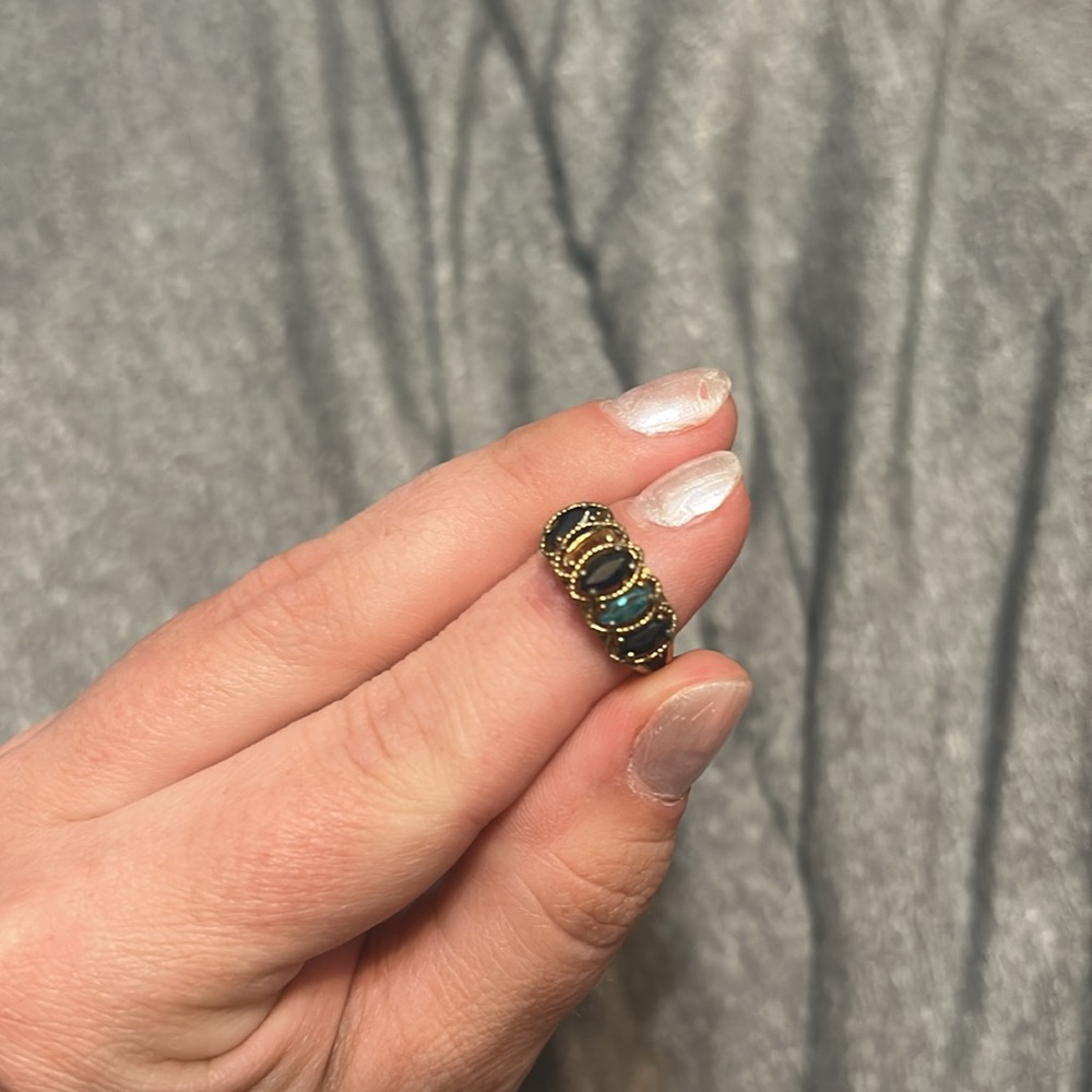 Sapphire & Aquamarine 925 Sterling Vintage Ring - Picture 4 of 9